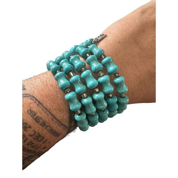 Faux Turquoise Wrap Bracelet - Picture 7 of 8